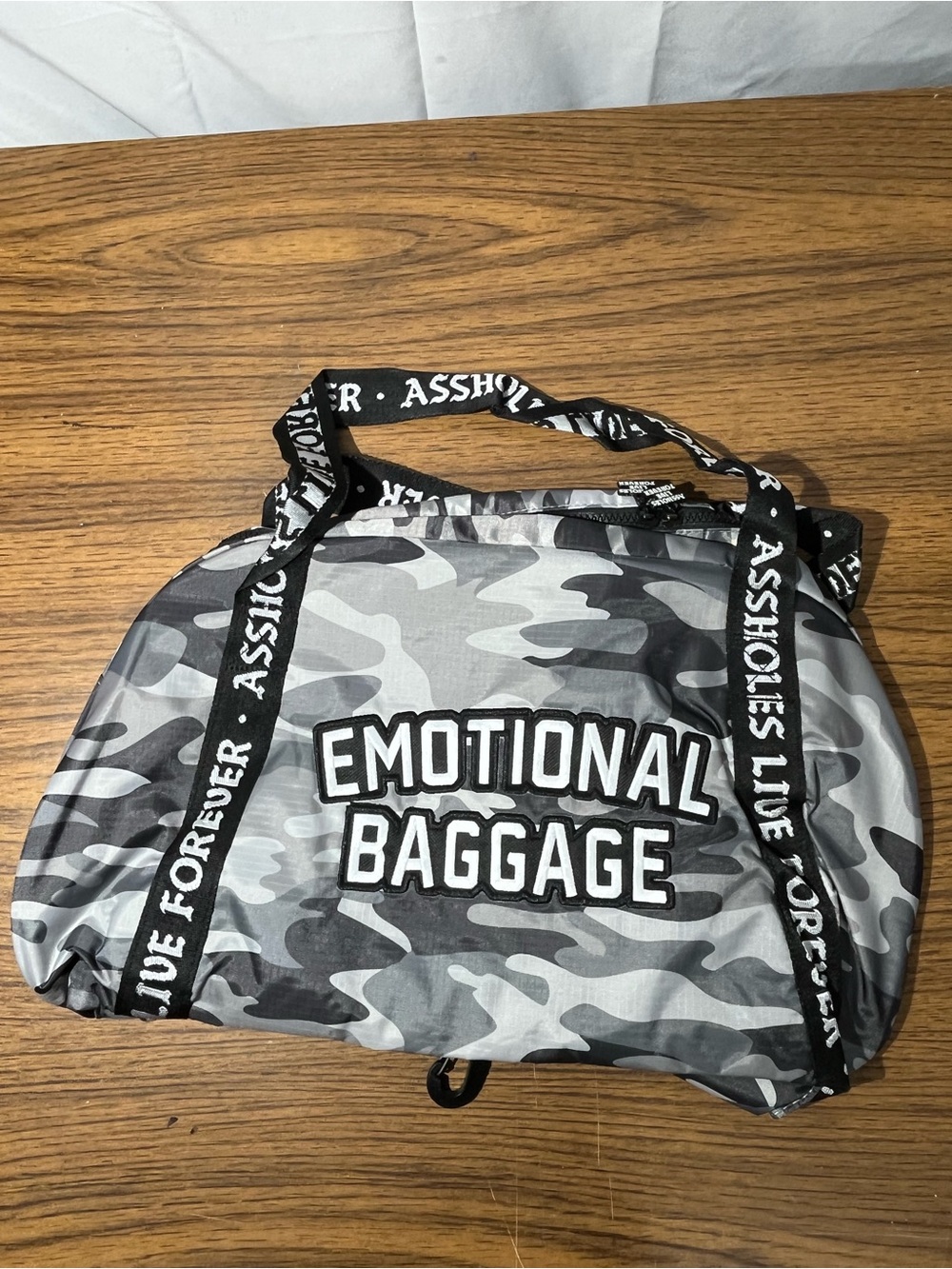 A**holes Live Forever Emotional Baggage Duffel Bag Skull Camoglog All-Over Print